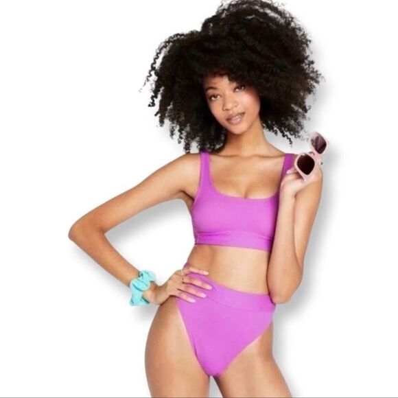 NWOT XS 0/2 Stoney Clover Ln purple highrise bikini top & bottom set - Picture 2 of 8